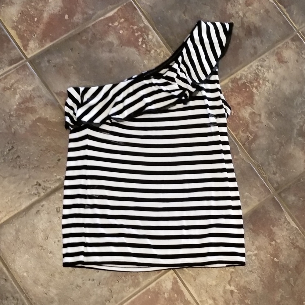 Off one shoulder striped top